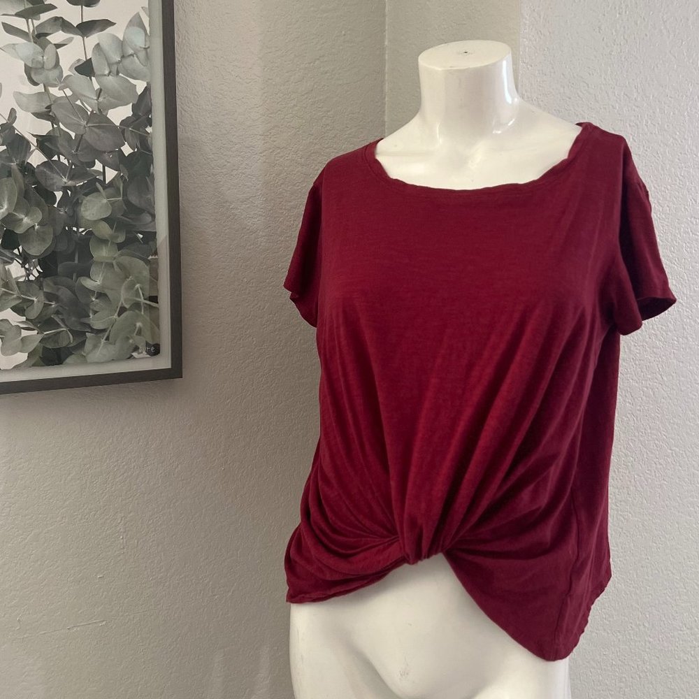 Red Shirt with Knot in Front